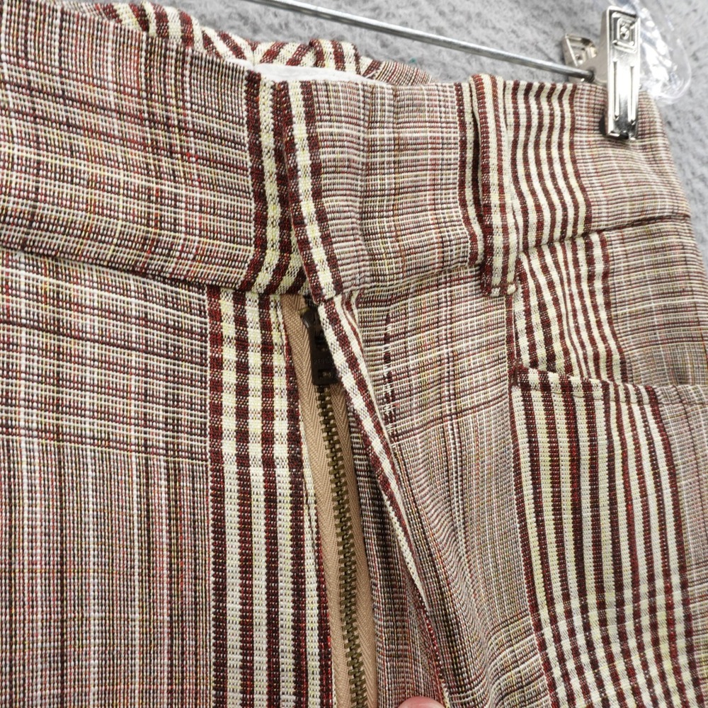 RE/DONE Plaid Print Straight Leg Pants Size 24 Red Ivory‎ Womens High Rise - Picture 11 of 16